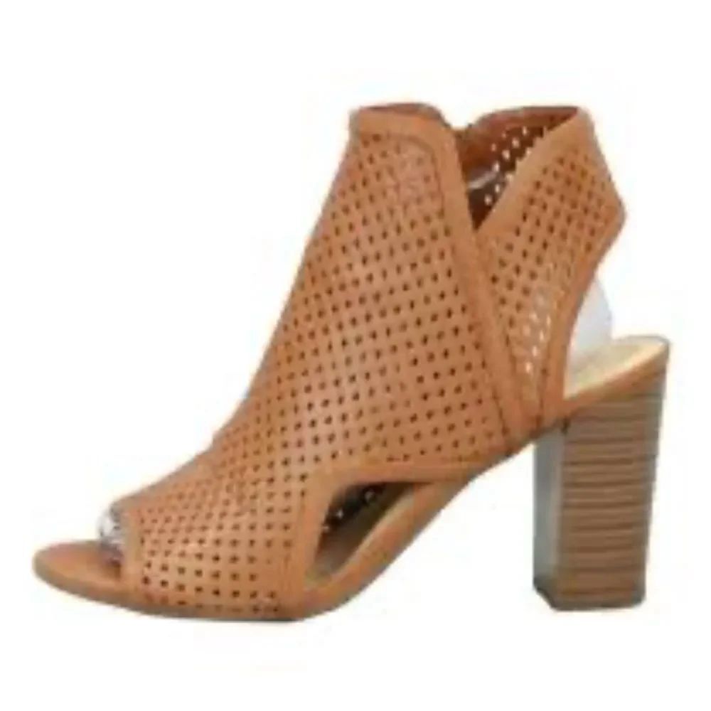 Circus Sam Edelman Emerson Luggage Peep Toe Bootie Womens 10 Chunky Heels Brown